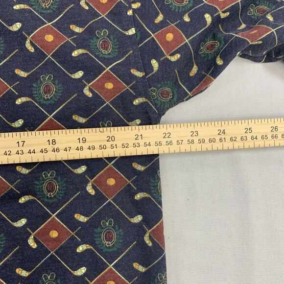 Vintage 90s Bugle Boy Company Polo Shirt Mens Med All Over Print Golf Dad - Picture 6 of 7